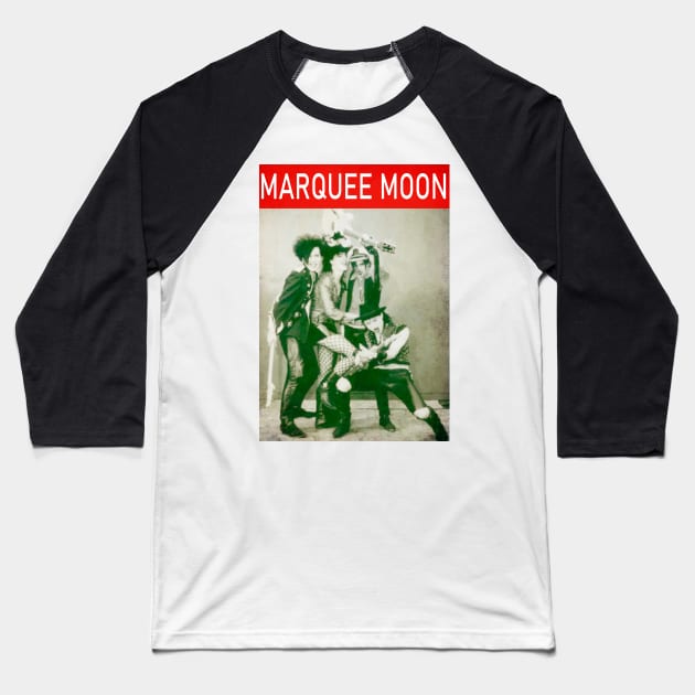 Marquee Moon Vintage Post Baseball T-Shirt by kusuyma